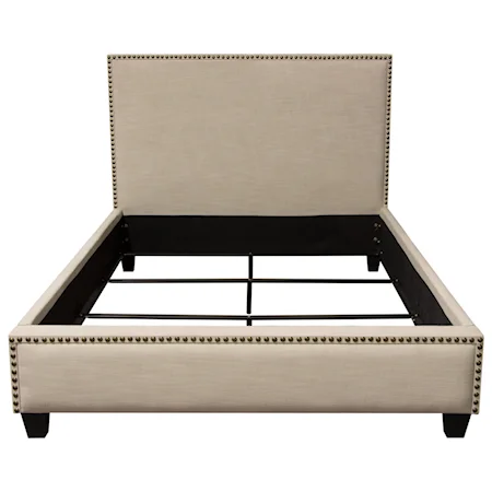 Queen Upholstered Bed with Nail Head Accent